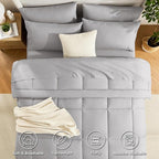 CozyLux King Size Comforter Set French Grey, 7 Pieces Bed in a Bag, All Season - Image 2