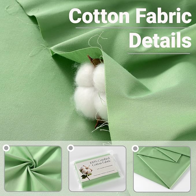 100% Combed Cotton Fabric by The Yard, 66 inches Wide, Premium Soft Breathable - Image 2