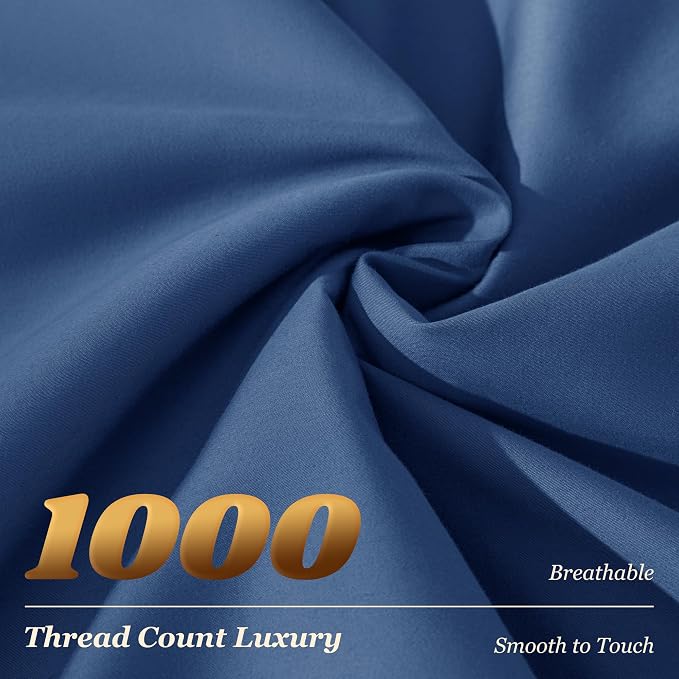 LBRO2M 1000 Thread Count 100% Cotton Sheets Set, Full Size Bed Sheet 4 Piece - Image 3