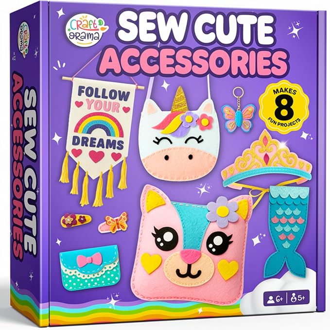 Craftorama Sewing Kit for Kids, Fun and Educational Accessories Craft Set for by Craftorama