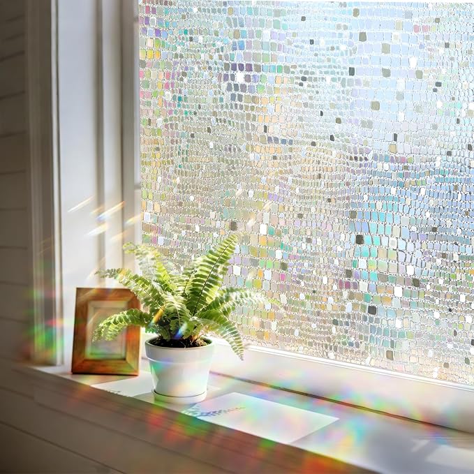 Windimiley Rainbow Window Privacy Film, 3D Stained Glass Christmas Decorative by WindimileyDecor