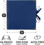 Bstorify Square Scrapbook Photo Albums 7 x 7 Inch Blue Hardcover - Image 2