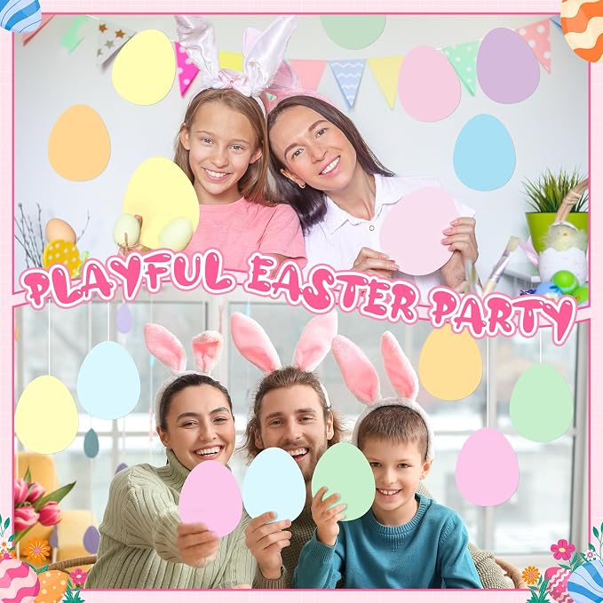 Funrous 80 Pcs Easter Egg Cutouts Pastel Egg Shape Paper Cutouts Easter - Image 4