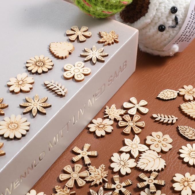 100 Pcs Unfinished Wooden Flower Wood Pieces Wood Flower Cutouts | Wooden - Image 7