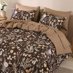 Yiran Brown Comforter Set Queen Size, 7 Piece Floral Comforter Bedding Set - Image 5