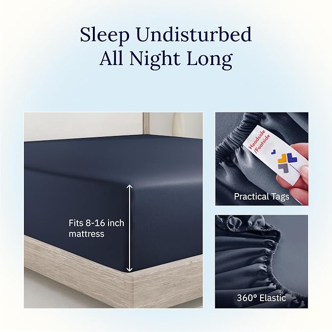 California Design Den King Size Cotton Fitted Sheet, Deep Pocket 400 Thread - Image 6