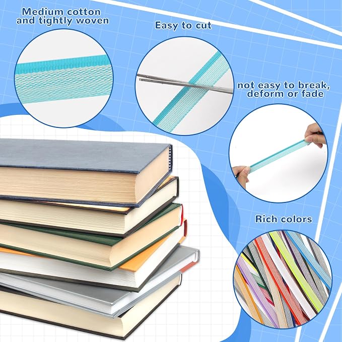 24 Pieces Book Binding Endbands 12 Inch 24 Colors Book Headband | Cotton - Image 4