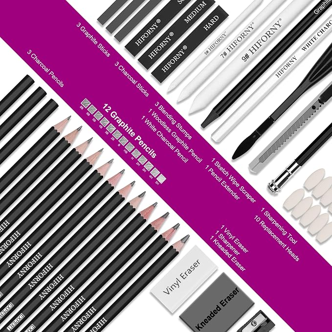 HIFORNY 42 PCS Drawing Set, Sketching Kit - Image 2