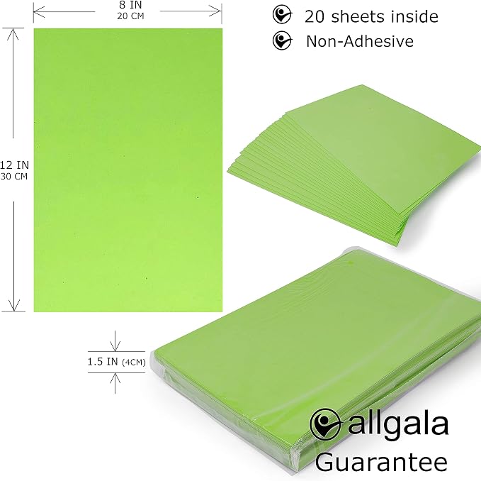 Allgala 20-Value-Pack EVA Foam Paper 8x12 Inch Sheets-Lime-CF85309 - Image 2