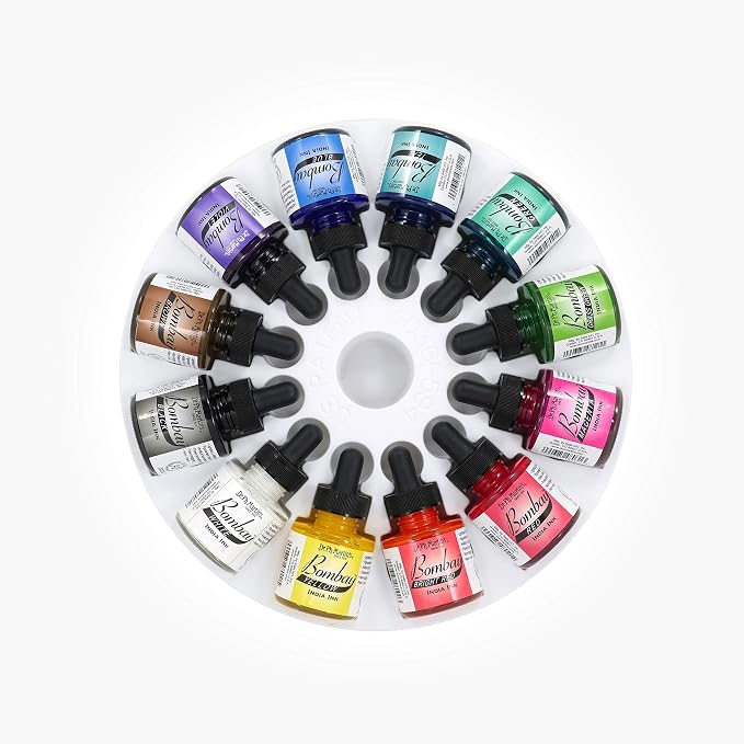 Dr. Ph. Martin's Bombay India Ink Ink Set, 1.0 oz, Set 1 Colors, 1 Set of 12 - Image 2