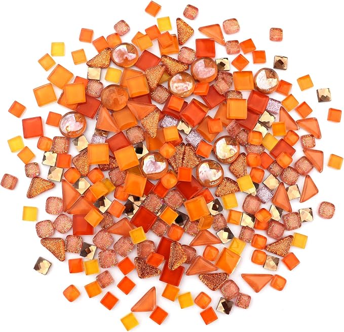 LITMIND Assorted Orange Irregular Crystal Mosaic Tiles, 9oz Value Pack - Image 2