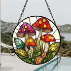 DASTOLL Stained Glass Window Hanging, Mushroom Leaves Suncatcher - Image 4