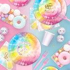 150 PCS Tie Dye Party Supplies, Pastel Tie Dye Tableware Set Napkin Peace Love - Image 4