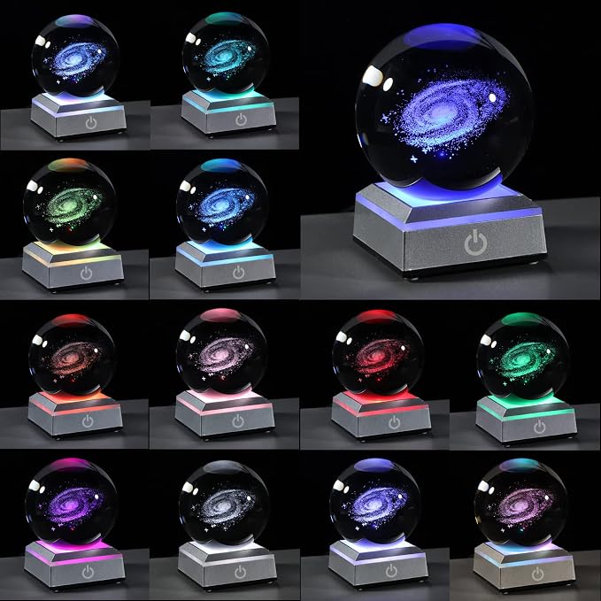 Qianwei 3D Galaxy Crystal Ball Space Astronomy Science Gift Room Decor Lamp | - Image 2