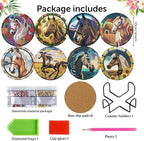 Zythron 8 Pack Diamond Art Coasters, Horse Diamond Painting Coasters Kits | - Image 2