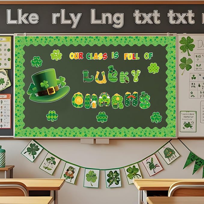 69 Feet St Patricks Day Bulletin Board Borders Lucky Green Shamrock Clover - Image 5