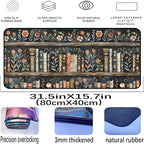 Vintage Flower Bookshelf Desk Mat, Library Book Mouse Pad Desk Pad, Extended - Image 2