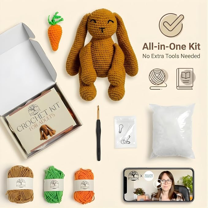 Amigurumi Bunny Crochet Kit for Improvers & Advanced, Crochet Animal Kit | - Image 3