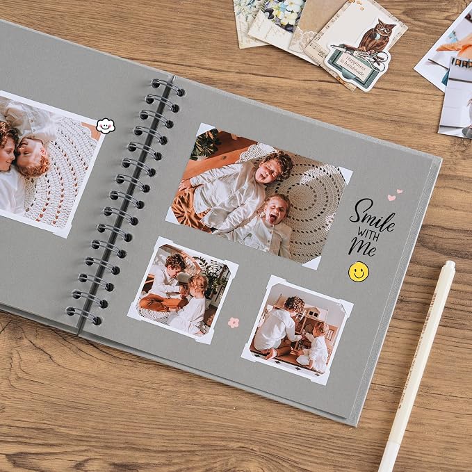 potricher 8 x 8 Inch DIY Scrapbook Album 40 Pages Hardcover Kraft Paper Scrap - Image 3