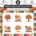 Autumn Patchwork Cottage Fabric Panel – Six 10×10 inch Designs + Bonus - Image 3