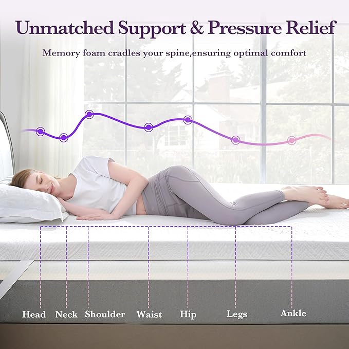SINWEEK 2 Inch Gel Memory Foam Mattress Topper - Image 4