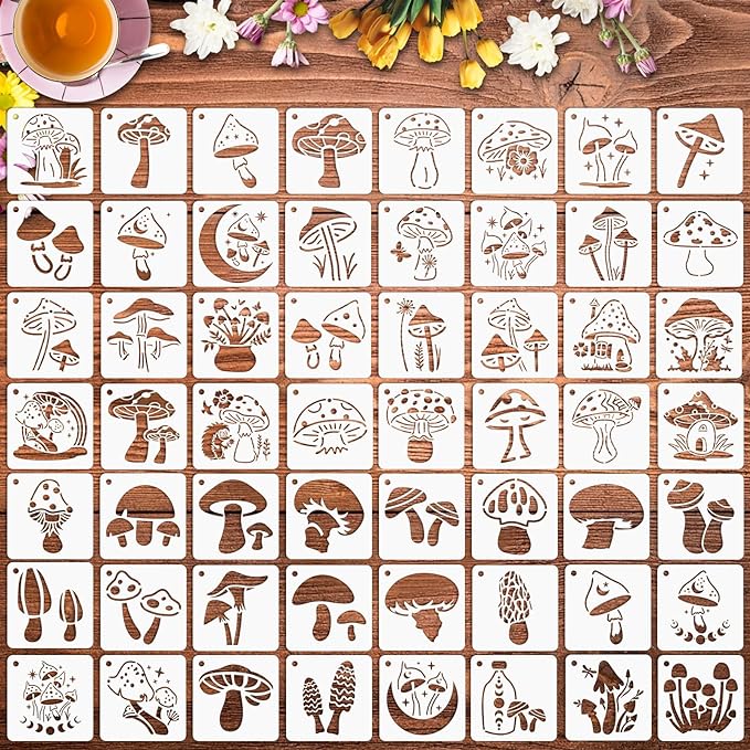 Augshy 56 Pack Mushroom Stencils by Augshy