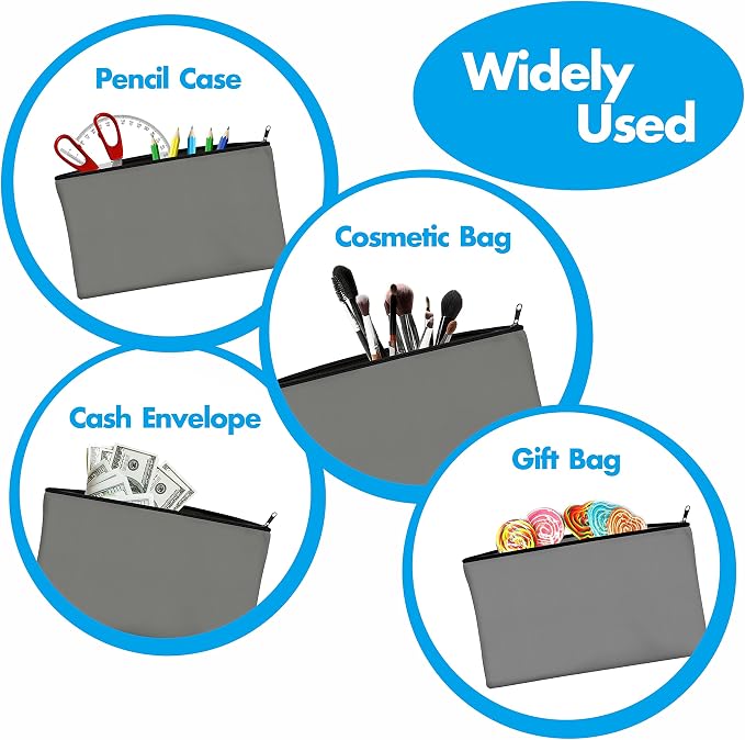 15 Pack Blank Cotton Canvas DIY Craft Zipper Bags Pouches Pencil Case - Image 5