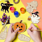 80PCS Wooden Halloween Ornaments to Paint Fall Decorations Crafts - Image 2