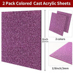 2 PCS 8 x 8 inch Glitter Colored Plexiglass Acrylic Sheets - Image 2