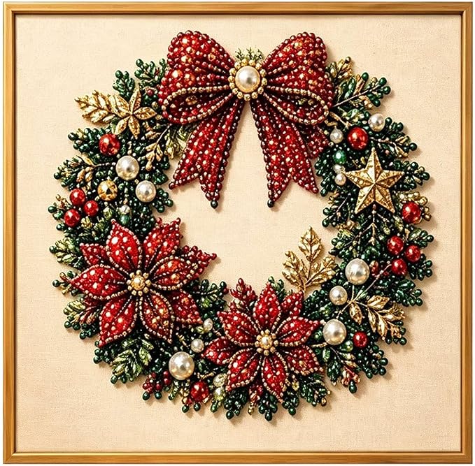 DIY Christmas Pearl Diamond Art Painting Kit, Cute Santa Elk Christmas Pearl by Unknown