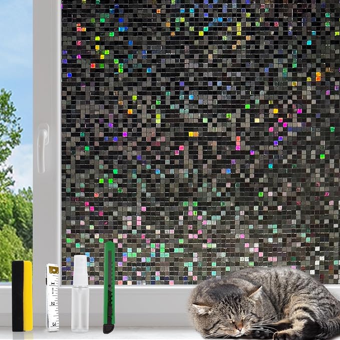 KESPEN Blackout Window Privacy Film, Mosaic Rainbow Decorative Stained Glass by KESPENWINDOWFILMS