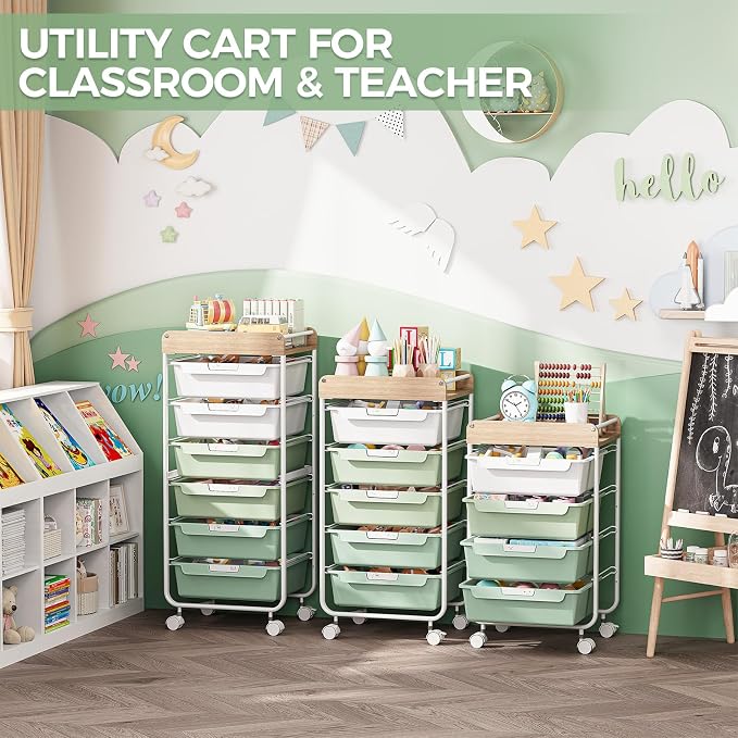 Utility Cart with Drawers, Craft Cart with 5 Drawers, Art Supply Organizer - Image 9