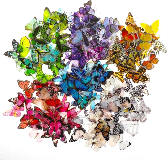 COMNICO 240PCS Butterfly Stickers, PET Waterproof Transparent Colorful Resin - Image 8
