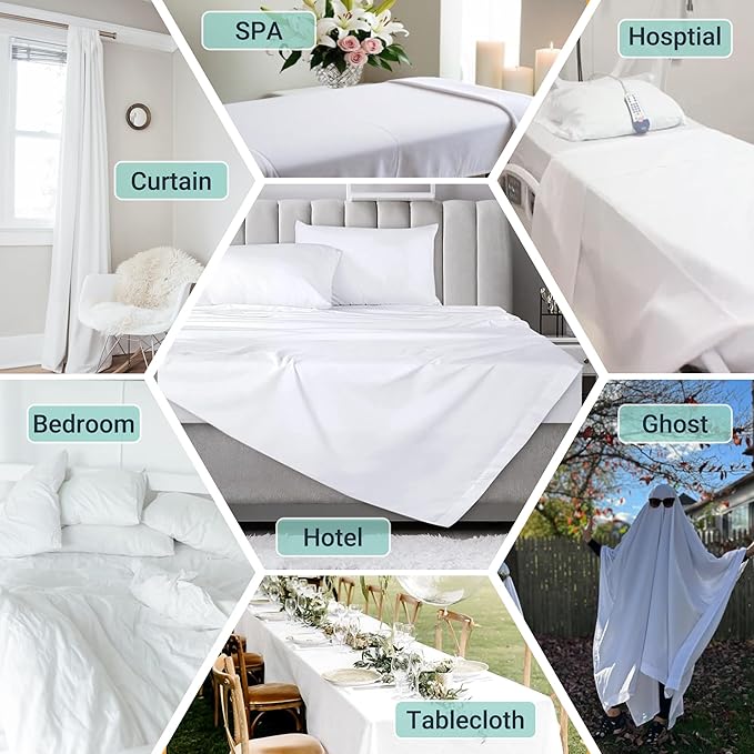 ZPECC White Bulk Flat Sheets Only Twin Size 6 Pack, Easy Sort Top Bed Sheet by - Image 2