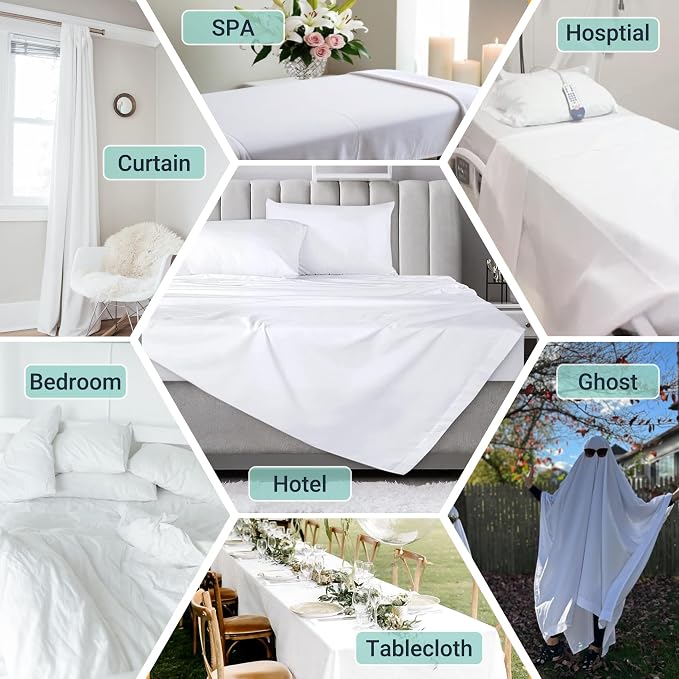ZPECC White Bulk Flat Sheets Only Queen Size 12 Pack, Easy Sort Top Bed Sheet - Image 2