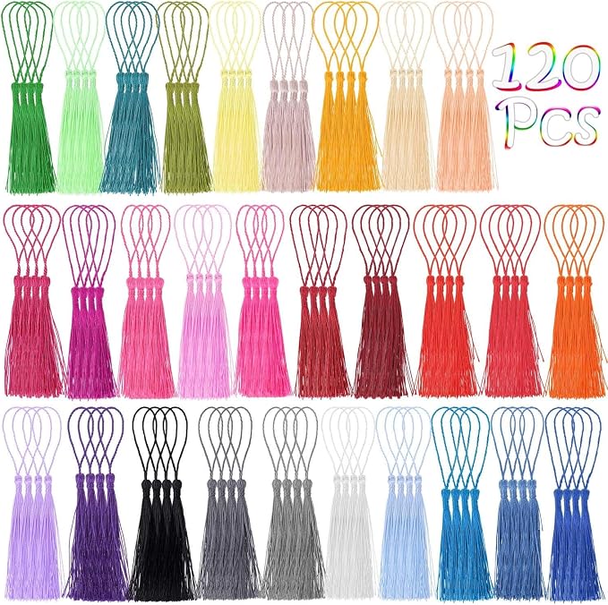 Tassels, Cridoz 120Pcs Bookmark Tassels Silky Handmade Soft Craft Mini Tassels by cridoz