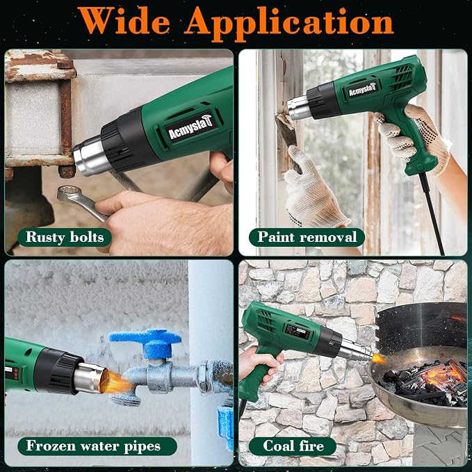 Heat Gun, Heavy Duty Hot Air Gun Kit Dual Temperature Settings 572℉~932℉ - Image 6