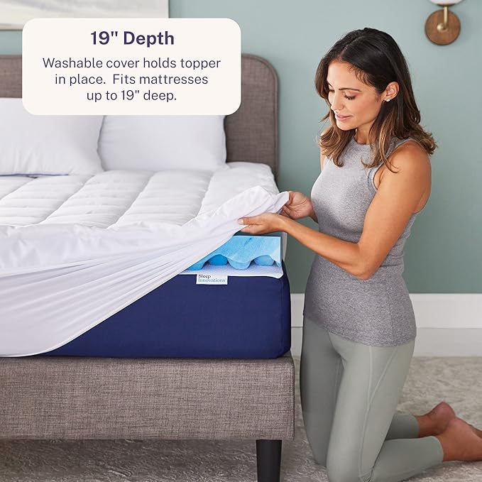 Sleep Innovations Dual Layer 4 Inch Memory Foam Mattress Topper, Full Size - Image 4