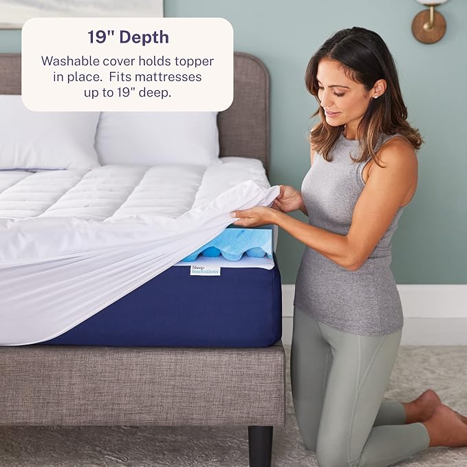 Sleep Innovations Dual Layer 4 Inch Memory Foam Mattress Topper, Twin Size - Image 4