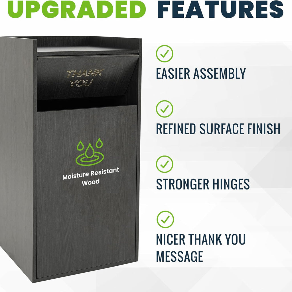 Alpine Restaurant Trash Can Cabinet - Commercial Trash Can 40 Gallon, Garbage Receptacle Indoor with Tray Holder for Restaurants, Cafeterias (Espresso Black)