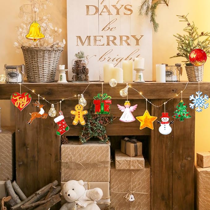 80PCS Wooden Christmas Ornaments to Paint, 8 Styles DIY Blank Unfinished Wood - Image 5