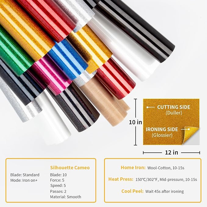 VinylRus Glitter HTV Heat Transfer Vinyl Bundle - Image 6