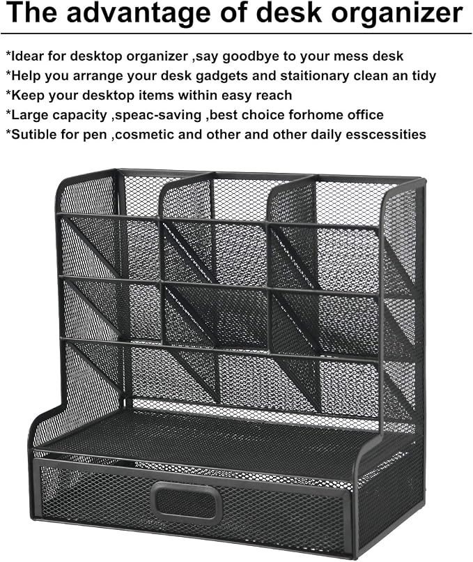 Marbrasse Mesh Pen Holder for Desk, Desk Organizers and Accessories for Office - Image 3
