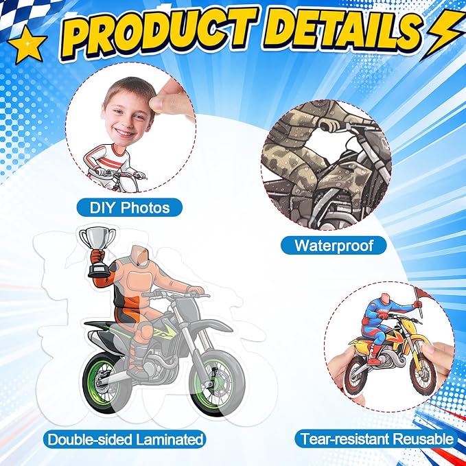 120pcs Motorcycle Avatar Cutouts Motorcycle Bulletin Board Decorations Back to - Image 3