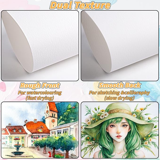 150 Sheets Cotton Watercolor Paper Pad-230GSM Art Paper-9 x 12 inch Painting & - Image 3