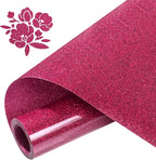 DUEUIOE Glitter Heat Transfer Vinyl Rolls 12" x 5FT Rose Red by Unknown