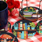 TDOOW Diamond Art Coasters 8 Pcs Colorful Book Diamond Painting Coasters Kit - Image 2