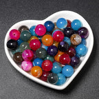 35pcs Round Loose Multicolored Agate Beads - Image 3