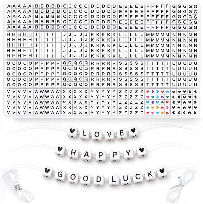 1400 PCS 6x6mm Cube Alphabet Letter Beads by artificialplants