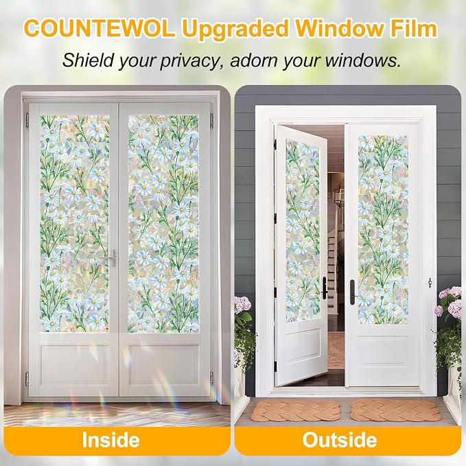 Countewol Privacy Window Films Stain Glass Cling No Glue Anti-UV Window Sticker - Image 5